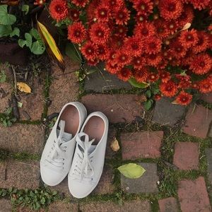 Frye Mindy Low White Leather Sneakers